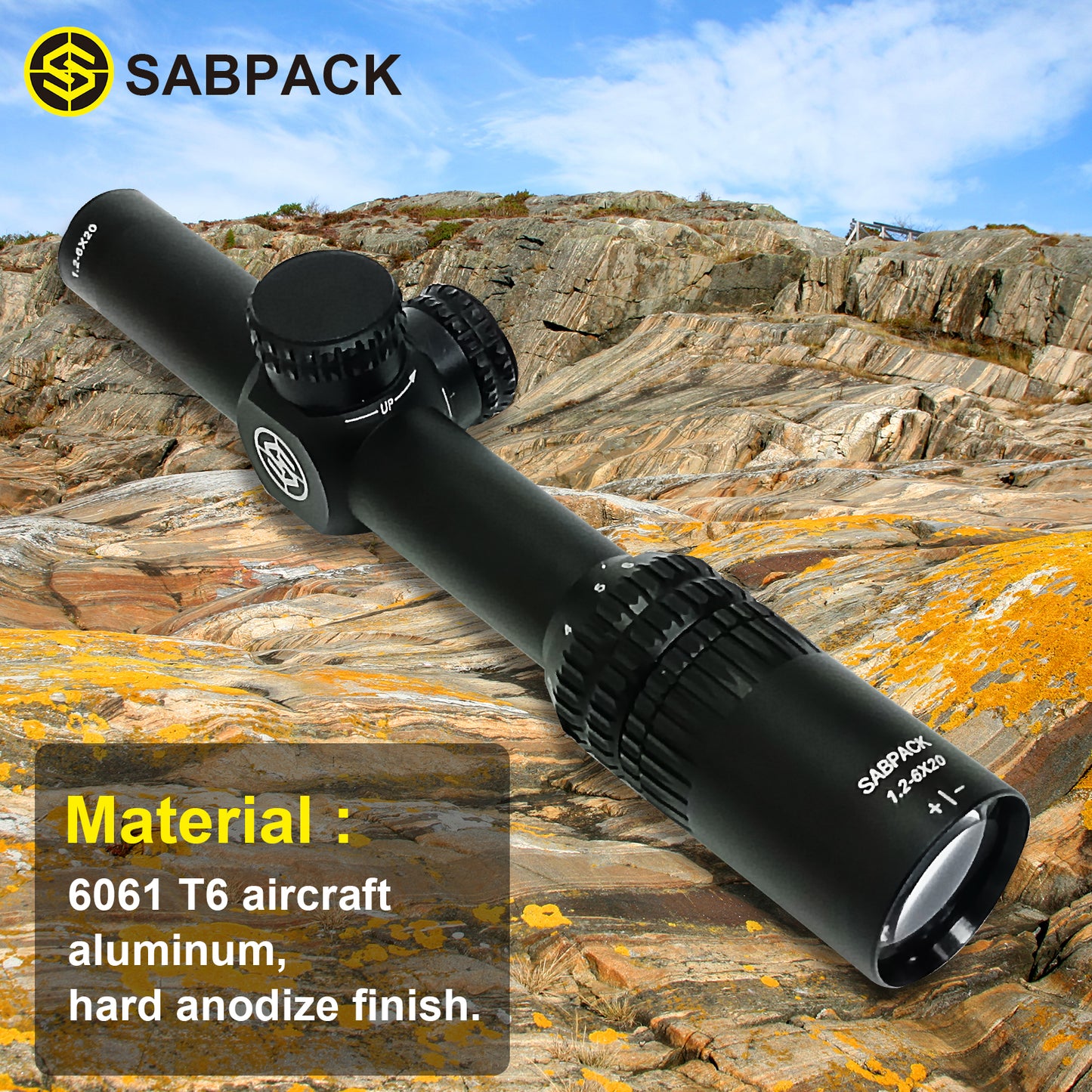 Sapack optic scope 1.2-6X20 Tactical Riflescope Cross Sight with One-piece strong mount for Hunting Sniper Airsoft Air Guns