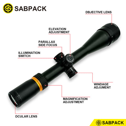 SABPACK 6-24x50 Rifle Scope illumination Reticle, Adjustable Objective, Second Focal Plane, 30mm Tube Riflescopes with strong mounts